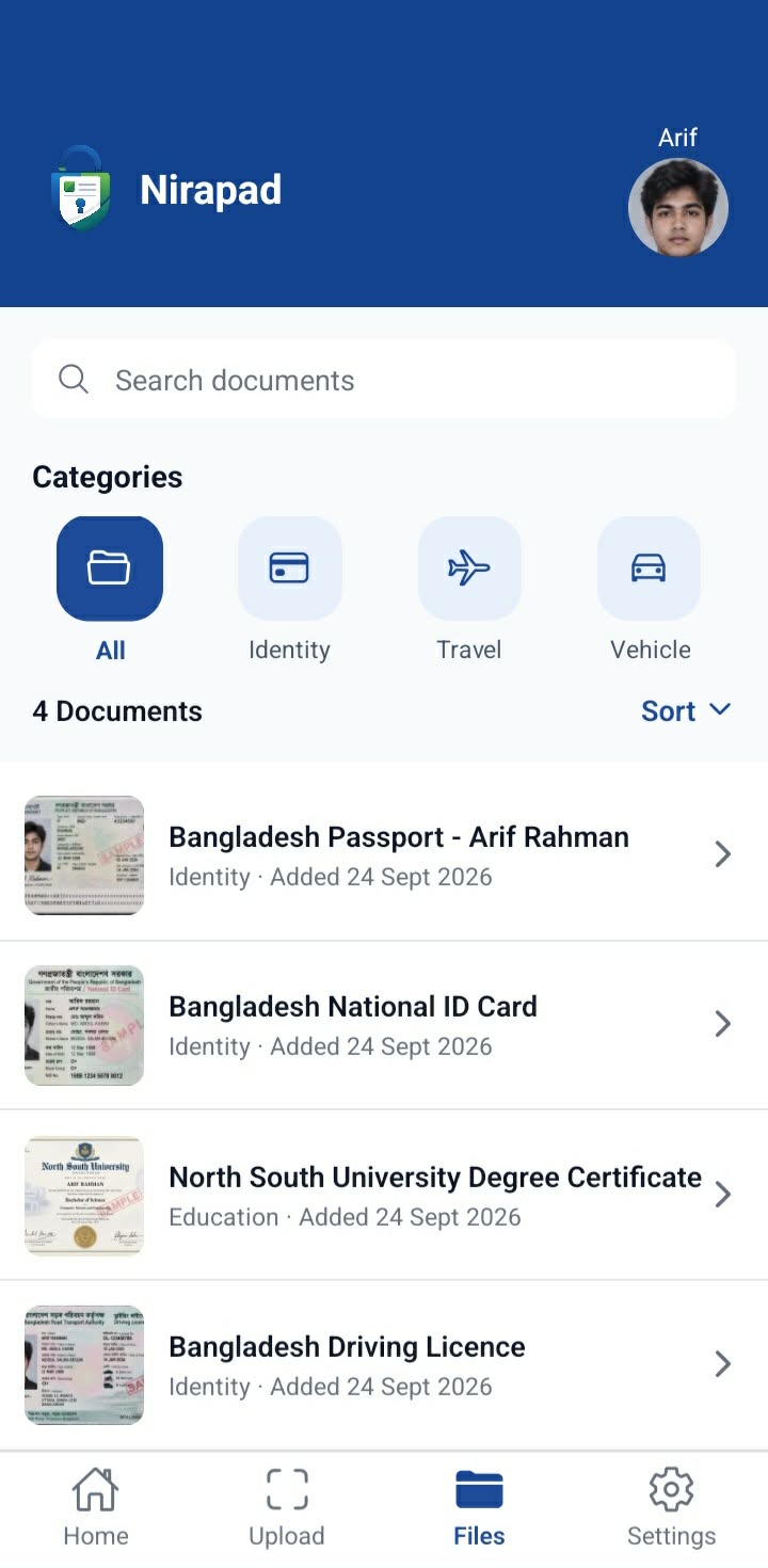 Nirapad Files screen